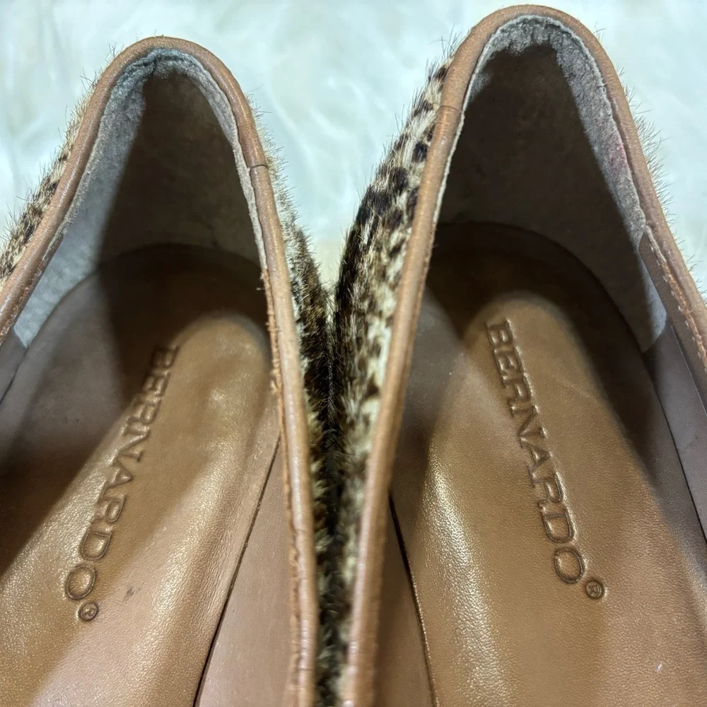 Anthropologie Bernardo Emma Snake Embossed Genuine Calf Hair Loafer Flats
